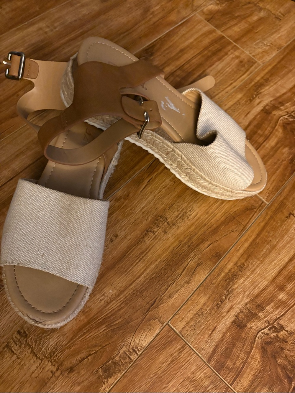 Soda Natural Canvas and Tan Ankle-Strap Espadrille Sandals